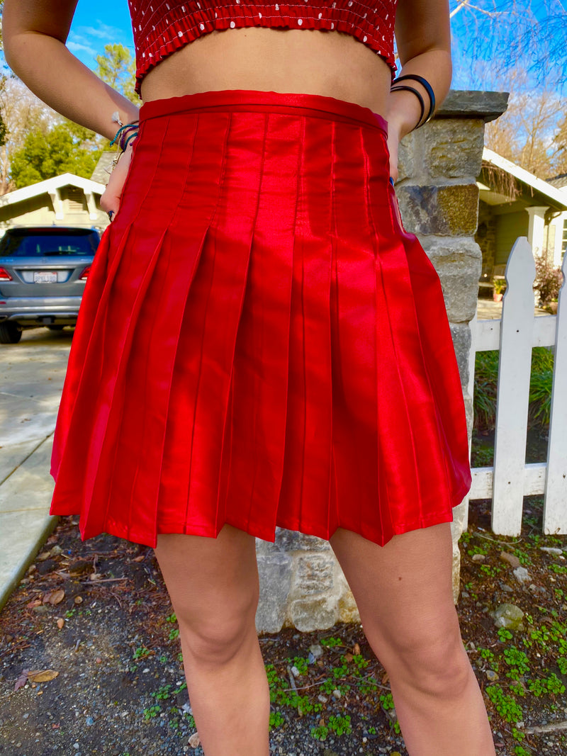 SATIN PLEATED SKIRT