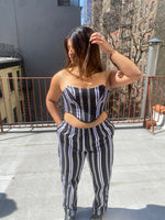 WHITE STRIPED GEORGIA PANTS